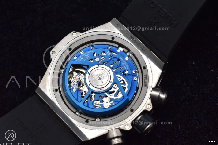 Skeleton A1280 Hublot Unico Blue Bang Titanium ZF on Dial Strap Best Big Blue Edition Rubber 1:1 0321